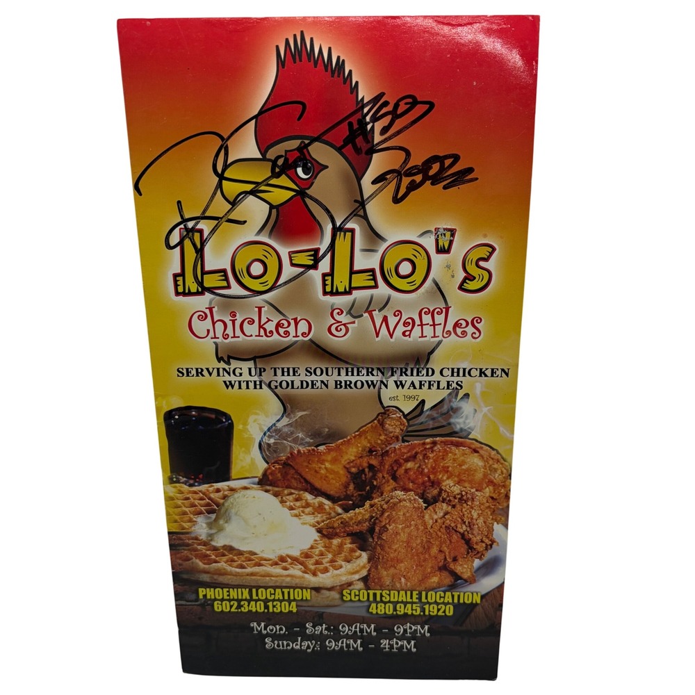 Ralph Sampson Signed Lo-Lo's Chicken & Waffles Menu Autographed NBA Legend
